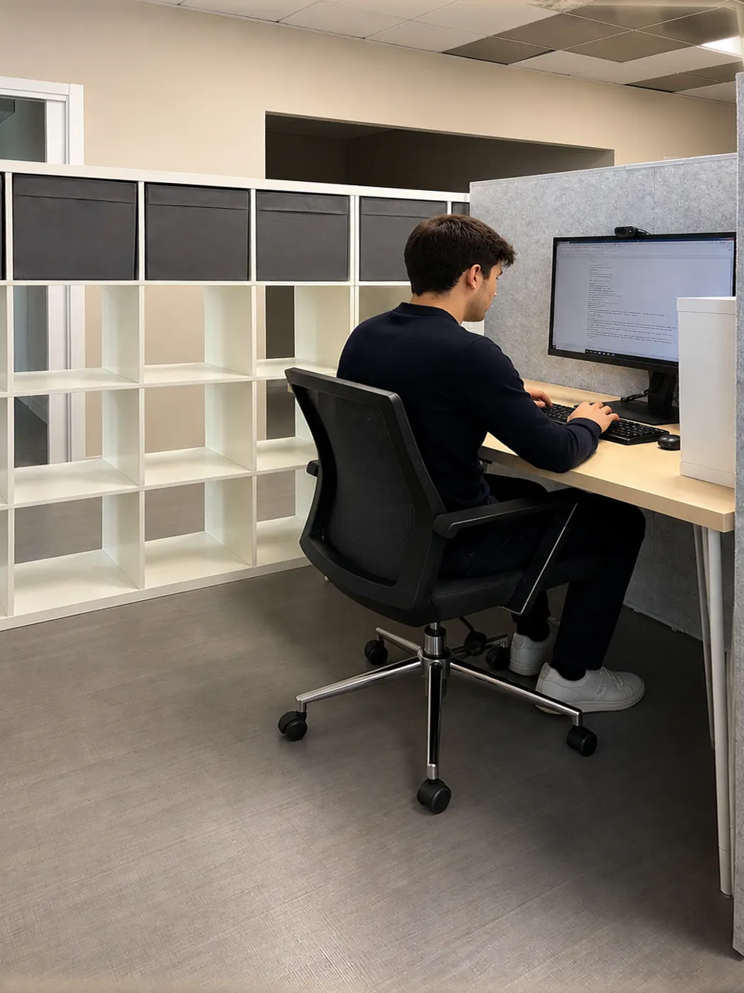 Postazione di lavoro con due coworker